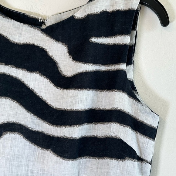 Banana Republic Zebra Print 100% Linen Career Back Zip Dress with Pleats Sz 4 - Picture 4 of 12